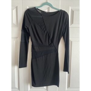 Fora Women's XS Black Bodycon Mesh Longsleeve Dress Going Out